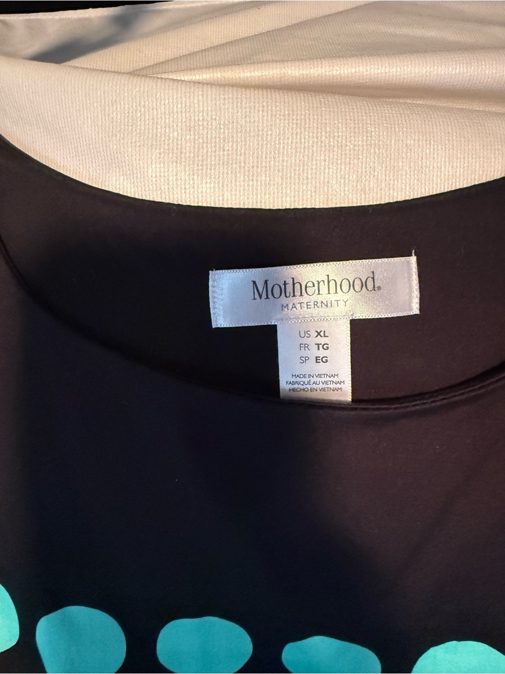 Black & Teal Polka Dot Fit-and-Flare Maternity Dress - Picture 3 of 5